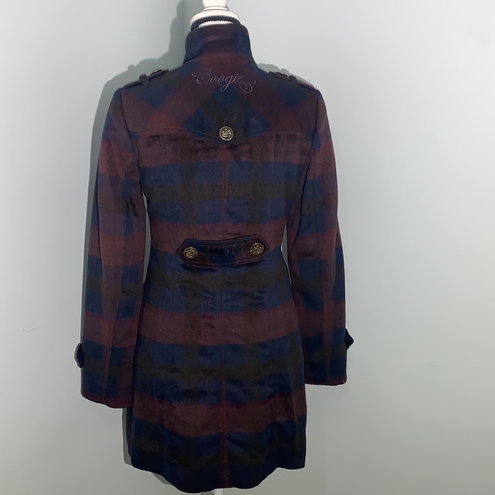COOGI  vintage Women’s Plaid Wool Blend Coat Outerwear Long Jacket - Picture 6 of 11